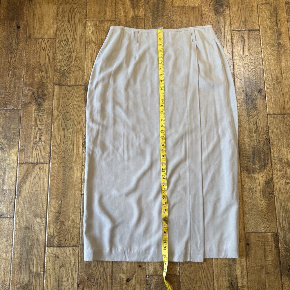 VTG Linda Allard Ellen Tracy Skirt Suit 100% Silk Yellow Beige Womens Sz 16 - Picture 10 of 11